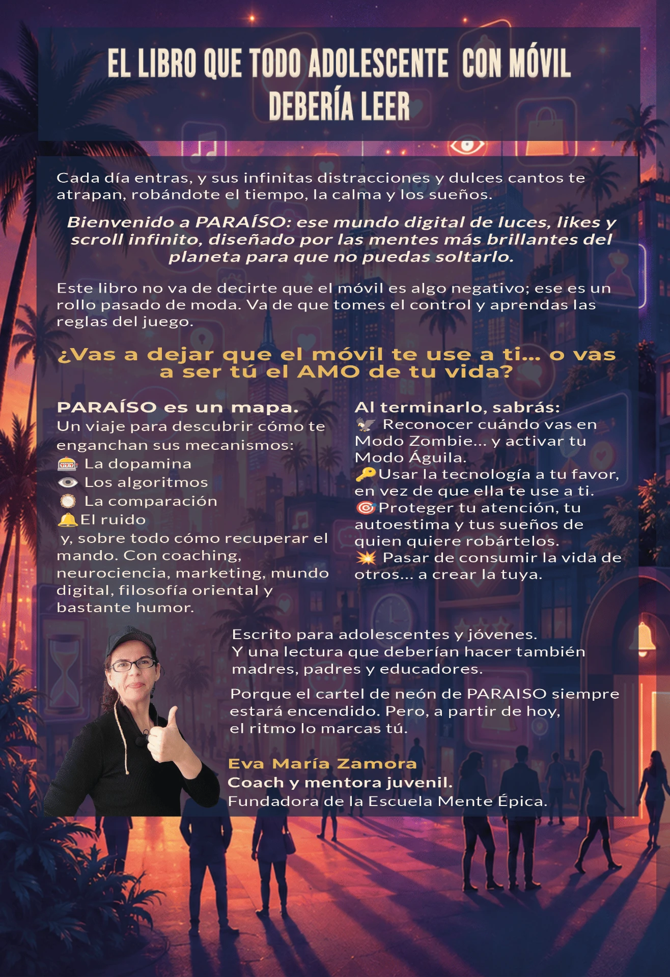 Contraportada del libro PARAÍSO de Eva María Zamora
